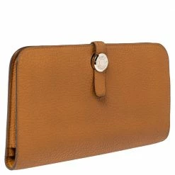 Hermes Gold Clemence Leather Dogon Wallet For Women -Deals Hermes Store luxury women hermes used handbags p497274 006
