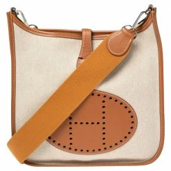 Hermes Beige/Gold Canvas And Swift Leather Evelyne I PM Bag For Women