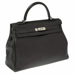 Hermes Ardoise Evercolor Leather Palladium Finished Kelly Retourne 35 Bag For Women -Deals Hermes Store luxury women hermes used handbags p497997 008