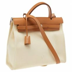 Hermes Beige/Tan Canvas And Leather Herbag Zip 31 Bag For Women -Deals Hermes Store luxury women hermes used handbags p498193 007