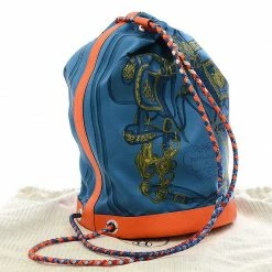 Hermes Blue/Orange Leather Silk Sac Soi Cool 22 Backpack For Women -Deals Hermes Store luxury women hermes used handbags p499218 011