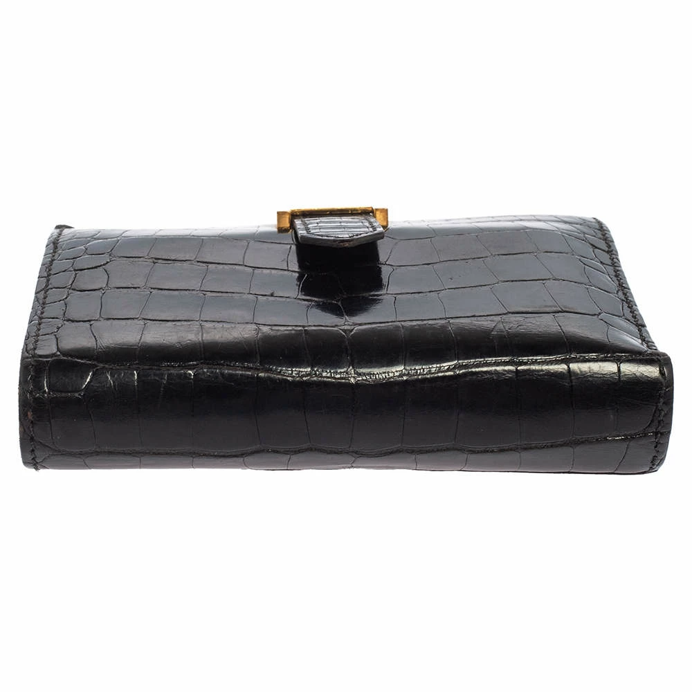 Hermes Noir Alligator Bearn Compact Wallet For Women 9 Hermes Noir Alligator Bearn Compact Wallet For Women - Image 7