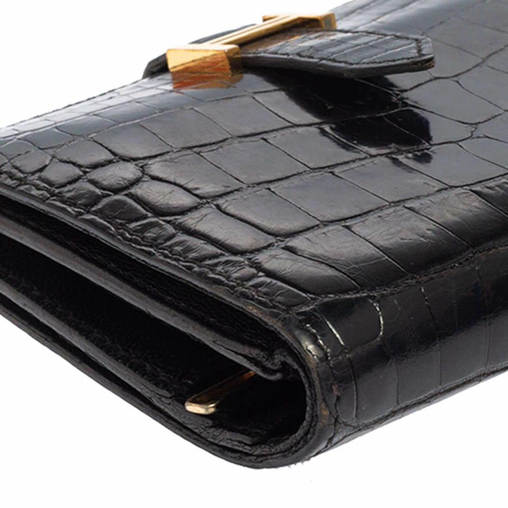 Hermes Noir Alligator Bearn Compact Wallet For Women 13 Hermes Noir Alligator Bearn Compact Wallet For Women - Image 11