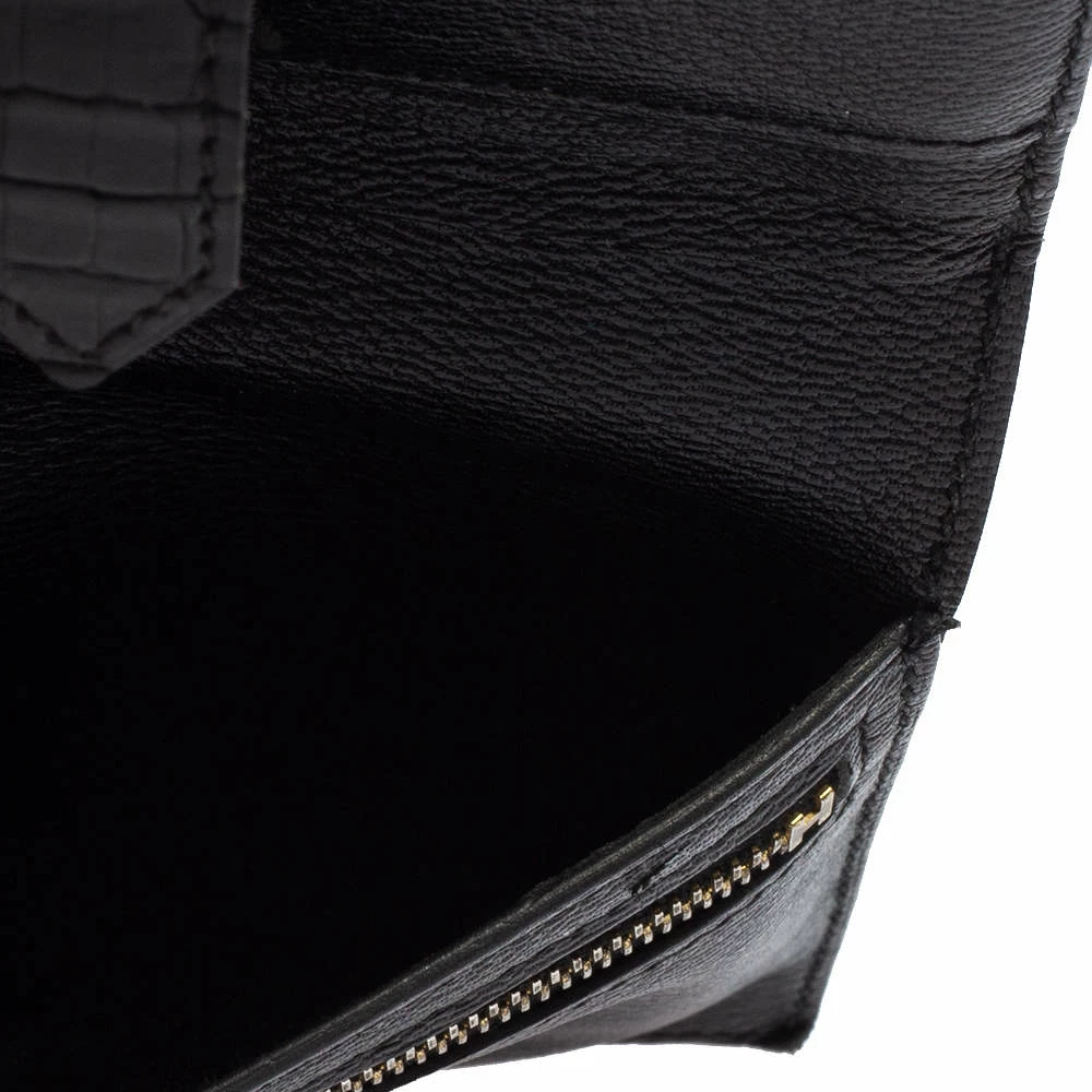 Hermes Noir Alligator Bearn Compact Wallet For Women 11 Hermes Noir Alligator Bearn Compact Wallet For Women - Image 9