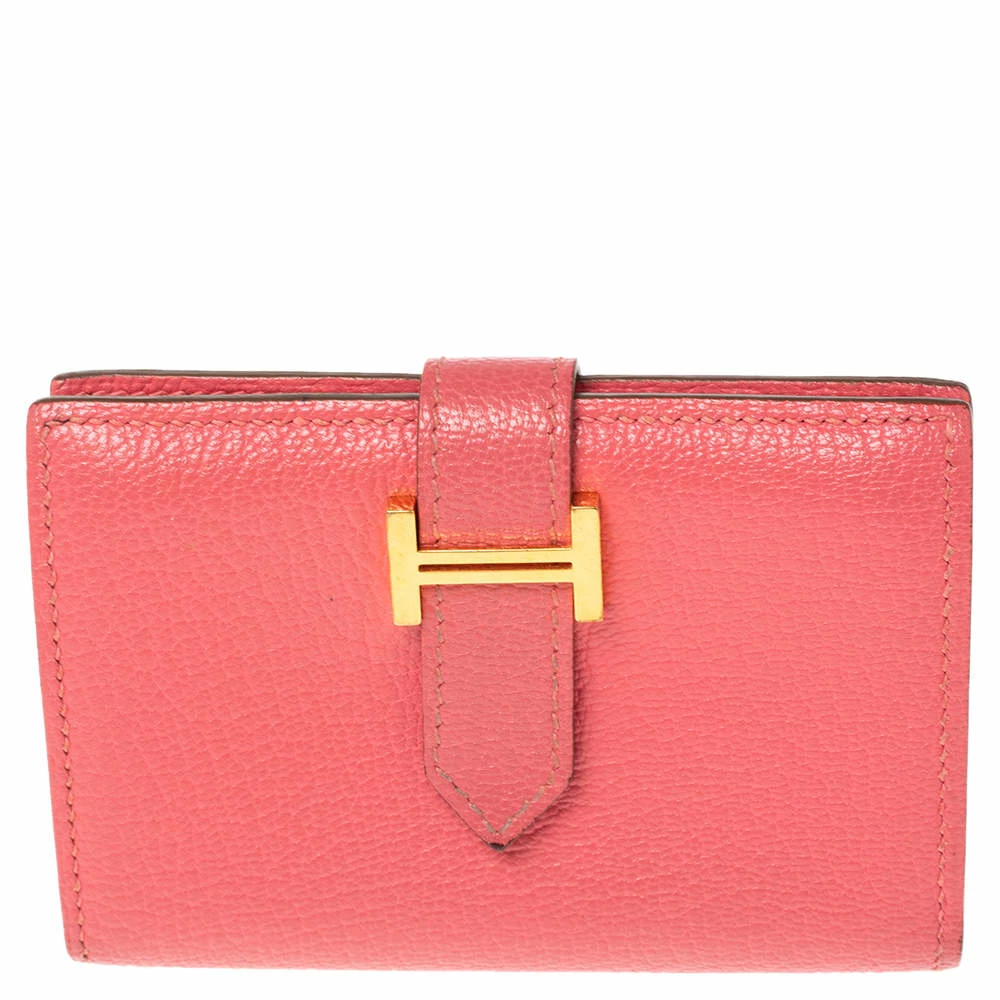 Hermes Rose Lipstick Evercolor Leather Bearn Card Holder For Women 3 Hermes Rose Lipstick Evercolor Leather Bearn Card Holder For Women