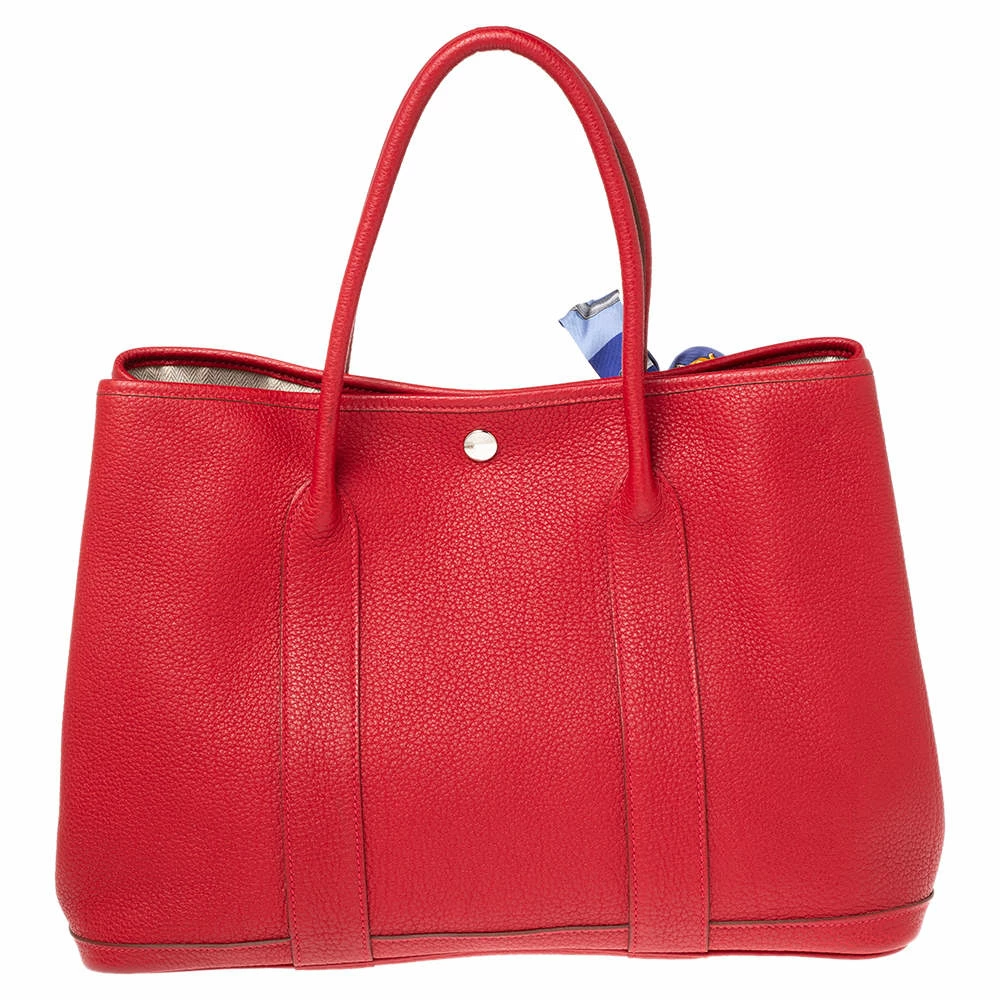 Hermes Rouge Piment Negonda Leather Garden Party 36 Bag For Women 6 Hermes Rouge Piment Negonda Leather Garden Party 36 Bag For Women - Image 4
