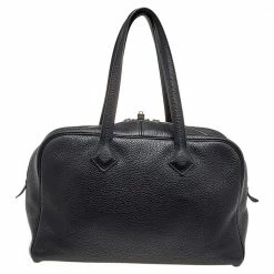 Hermes Black Clemence Leather Victoria II Fourre Tout 35 Bag For Women 17 Hermes Black Clemence Leather Victoria II Fourre Tout 35 Bag For Women -Deals Hermes Store luxury women hermes used handbags p500889 008