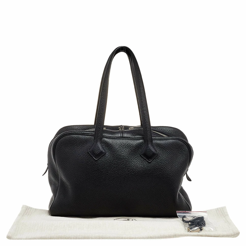 Hermes Black Clemence Leather Victoria II Fourre Tout 35 Bag For Women 12 Hermes Black Clemence Leather Victoria II Fourre Tout 35 Bag For Women - Image 10