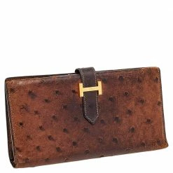 Hermes Noisette Ostrich Leather Bearn Gusset Wallet For Women -Deals Hermes Store luxury women hermes used handbags p501336 003