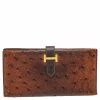 Hermes Noisette Ostrich Leather Bearn Gusset Wallet For Women -Deals Hermes Store luxury women hermes used handbags p501336 005