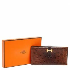 Hermes Noisette Ostrich Leather Bearn Gusset Wallet For Women -Deals Hermes Store luxury women hermes used handbags p501336 007
