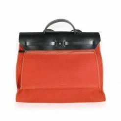 Hermes Black Toile Canvas Leather Herbag Zip 39 MM Satchel Bag For Women -Deals Hermes Store luxury women hermes used handbags p501603 011