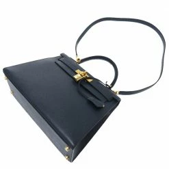 Hermes Navy Blue Courchevel Leather Gold Hardware Kelly Sellier 28 Bag For Women -Deals Hermes Store luxury women hermes used handbags p502964 008