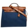 Hermes Bleu De Malte/Fauve Canvas And Leather Herbag Zip 39 Bag For Women -Deals Hermes Store luxury women hermes used handbags p503143 013