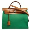 Hermes Bamboo/Fauve Canvas And Leather Herbag Zip 31 Bag For Women