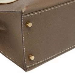Hermes Etoupe Grey Epsom Leather Gold Hardware Kelly Sellier 32 Bag For Women -Deals Hermes Store luxury women hermes used handbags p503636 002