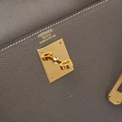 Hermes Etoupe Grey Epsom Leather Gold Hardware Kelly Sellier 32 Bag For Women -Deals Hermes Store luxury women hermes used handbags p503636 005