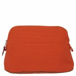 Hermes Orange Feu Canvas Bolide Mini Travel Case For Women