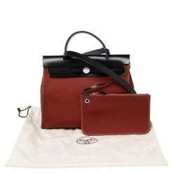Hermes Noir/Rouge H Canvas And Leather Herbag Zip 31 Bag For Women -Deals Hermes Store luxury women hermes used handbags p504752 006