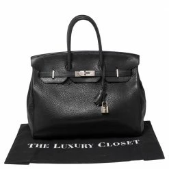 Hermes Noir Taurillon Clemence Leather Palladium Plated Birkin 35 Bag For Women -Deals Hermes Store luxury women hermes used handbags p505532 015