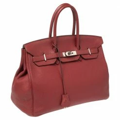 Hermes Brique Togo Leather Palladium Plated Birkin 35 Bag For Women -Deals Hermes Store luxury women hermes used handbags p506149 019
