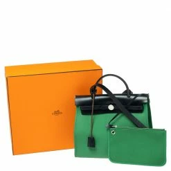 Hermes Bamboo/Bleu Indigo Canvas And Leather Herbag Zip 31 Bag For Women -Deals Hermes Store luxury women hermes used handbags p506213 004