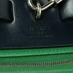 Hermes Bamboo/Bleu Indigo Canvas And Leather Herbag Zip 31 Bag For Women -Deals Hermes Store luxury women hermes used handbags p506213 006