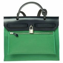 Hermes Bamboo/Bleu Indigo Canvas And Leather Herbag Zip 31 Bag For Women -Deals Hermes Store luxury women hermes used handbags p506213 007