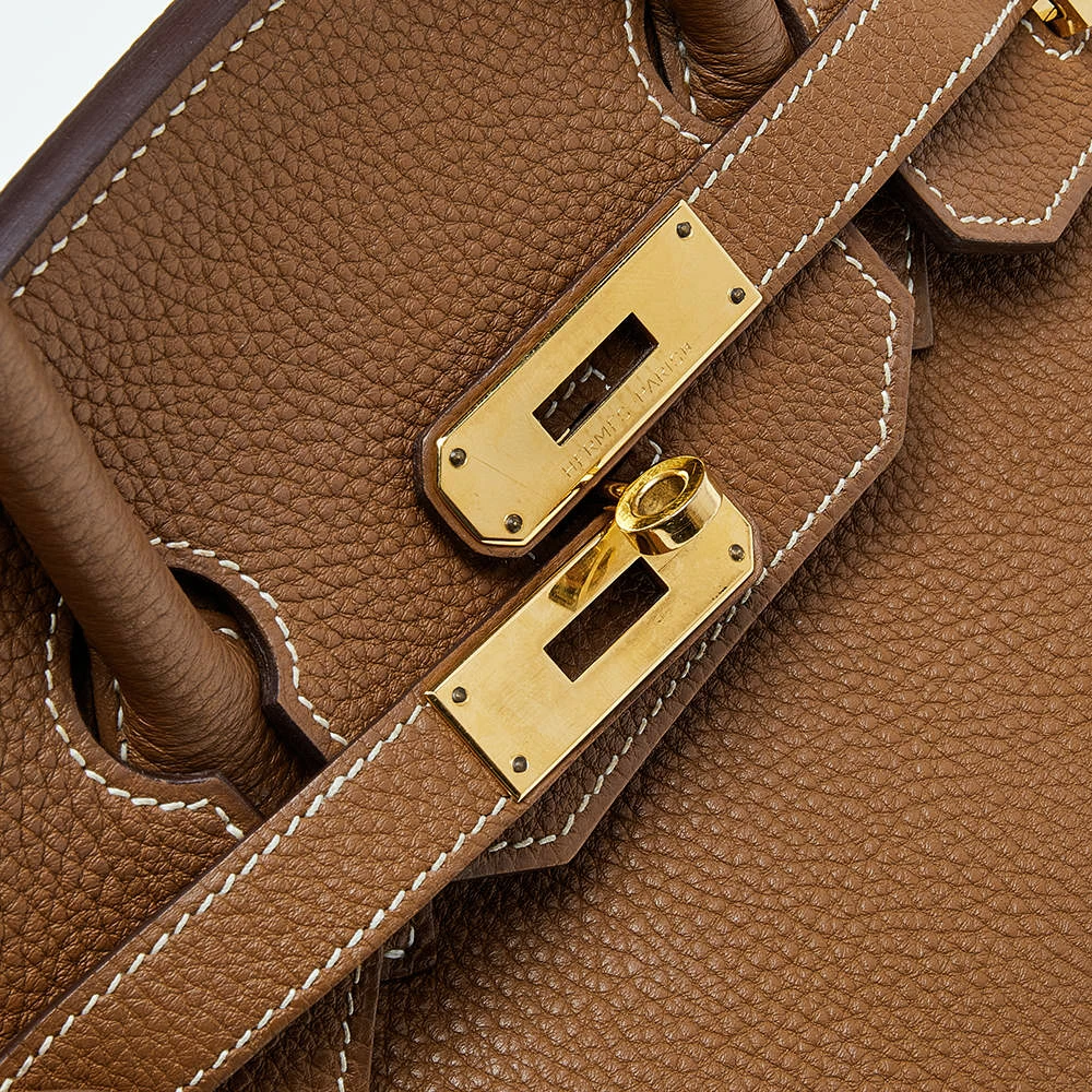 Hermes Gold Togo Leather Gold Plated Birkin 35 Bag For Women 8 Hermes Gold Togo Leather Gold Plated Birkin 35 Bag For Women - Image 6