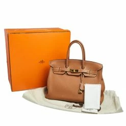 Hermes Gold Togo Leather Gold Plated Birkin 35 Bag For Women 25 Hermes Gold Togo Leather Gold Plated Birkin 35 Bag For Women -Deals Hermes Store luxury women hermes used handbags p509259 027