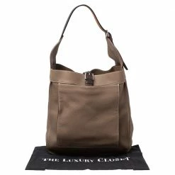 Hermes Etoupe Clemence Leather Palladium Hardware Marwari GM Bag For Women -Deals Hermes Store luxury women hermes used handbags p512483 012