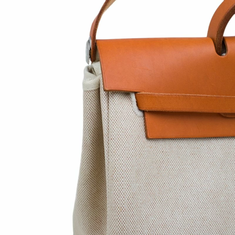 Hermes Tan/Beige Toile Canvas Cabas Herbag MM 2 In 1 Shoulder Bag For Women 9 Hermes Tan/Beige Toile Canvas Cabas Herbag MM 2 In 1 Shoulder Bag For Women - Image 7