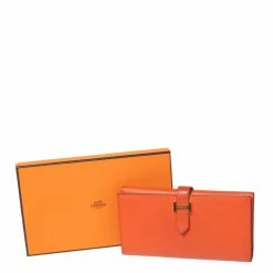 Hermes Feu Epsom Leather Bearn Tri-Fold Wallet For Women -Deals Hermes Store luxury women hermes used handbags p514943 001