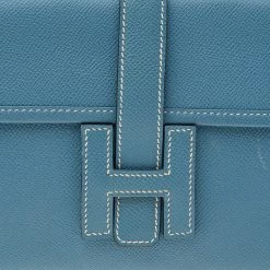 Hermes Hermés Bleu Jean Epsom Leather Elan Jige 29 Clutch For Women -Deals Hermes Store luxury women hermes used handbags p515336 010