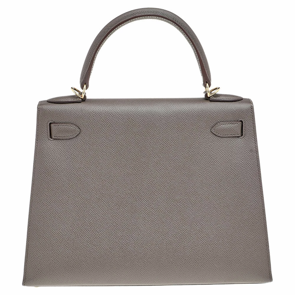 Hermes Etain Epsom Leather Gold Finish Kelly Sellier 28 Bag For Women 6 Hermes Etain Epsom Leather Gold Finish Kelly Sellier 28 Bag For Women - Image 4