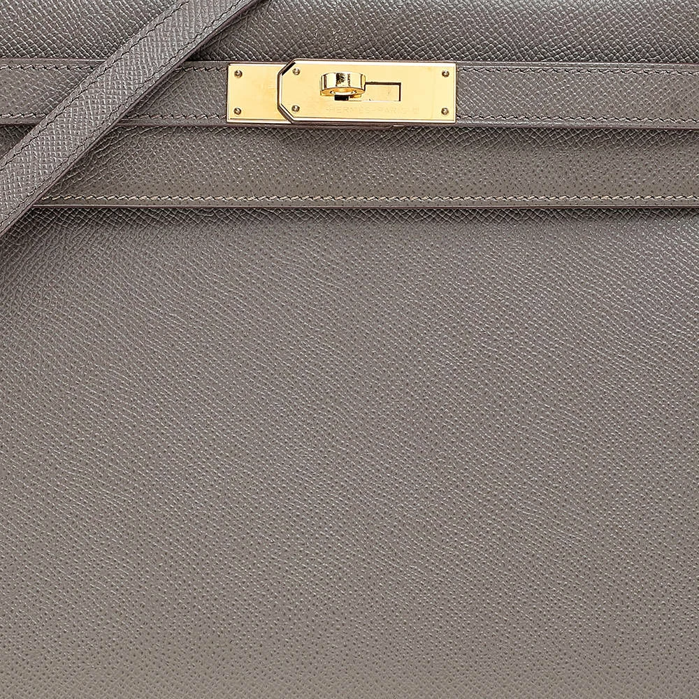 Hermes Etain Epsom Leather Gold Finish Kelly Sellier 28 Bag For Women 7 Hermes Etain Epsom Leather Gold Finish Kelly Sellier 28 Bag For Women - Image 5