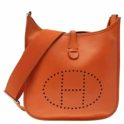 Hermes Feu Epsom Leather Evelyne III PM Bag For Women