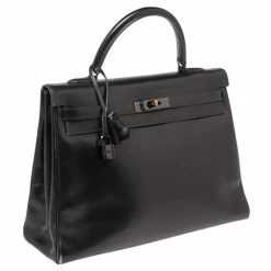 Hermes Black Box Leather Black Hardware So Black Kelly Retourne 35 Bag For Women -Deals Hermes Store luxury women hermes used handbags p521225 016