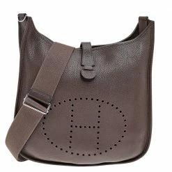 Hermes Brown Togo Leather Evelyne III GM Bag For Women