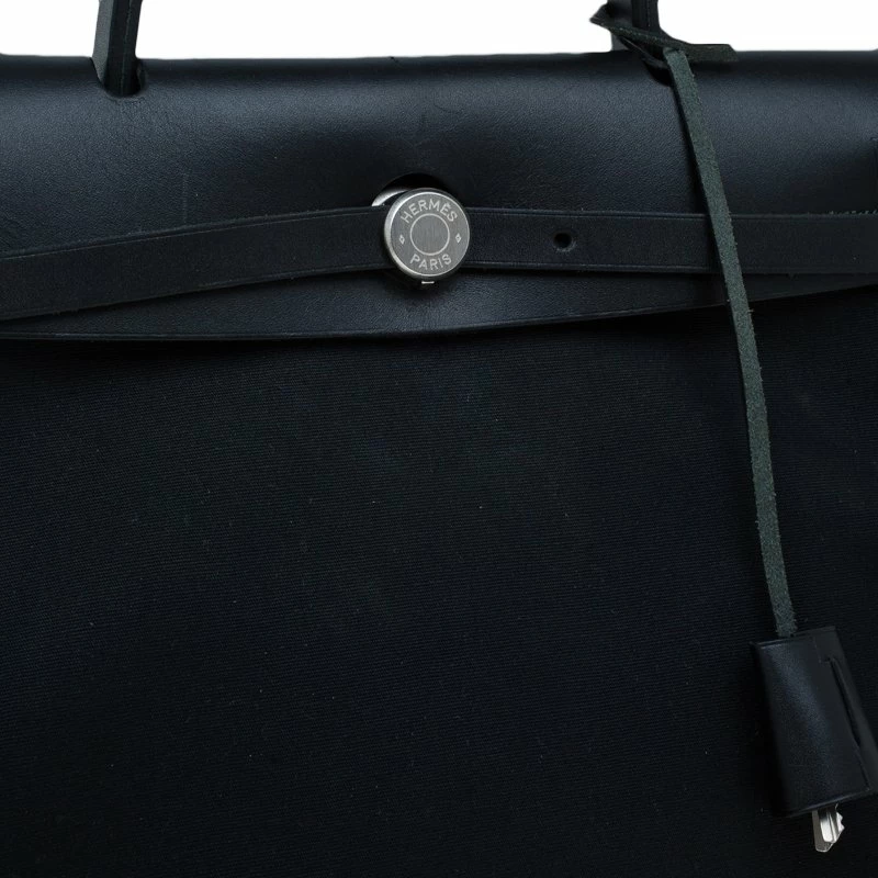 Hermes Beige/Black Canvas And Vache Calfskin Leather 2-in-1 Herbag PM Bag For Women 10 Hermes Beige/Black Canvas And Vache Calfskin Leather 2-in-1 Herbag PM Bag For Women - Image 8