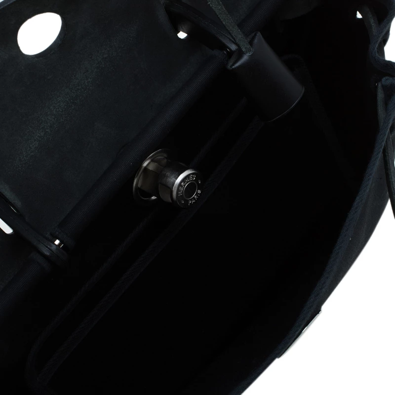 Hermes Beige/Black Canvas And Vache Calfskin Leather 2-in-1 Herbag PM Bag For Women 17 Hermes Beige/Black Canvas And Vache Calfskin Leather 2-in-1 Herbag PM Bag For Women - Image 15