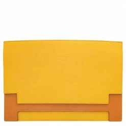 Hermes Yellow Calf Leather Multiplis Clutch Bag For Women
