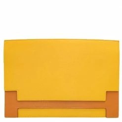 Hermes Yellow Calf Leather Multiplis Clutch Bag For Women -Deals Hermes Store luxury women hermes used handbags p525565 008
