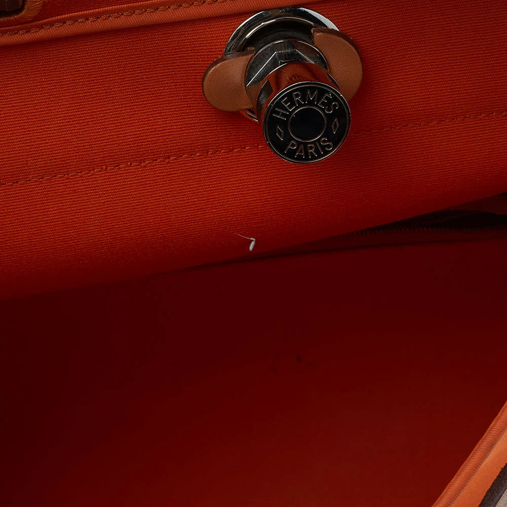 Hermes Brown/Orange Canvas And Leather Herbag Zip PM Bag For Women 9 Hermes Brown/Orange Canvas And Leather Herbag Zip PM Bag For Women - Image 7