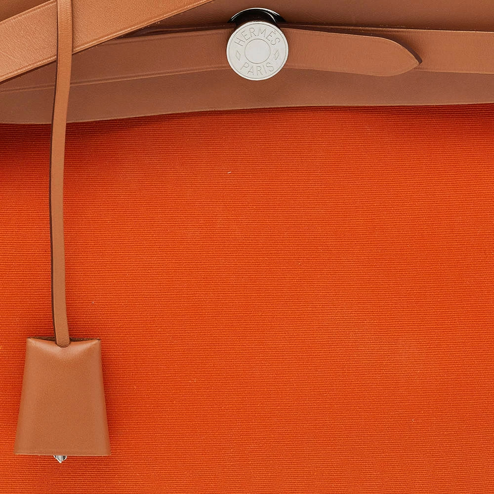 Hermes Brown/Orange Canvas And Leather Herbag Zip PM Bag For Women 7 Hermes Brown/Orange Canvas And Leather Herbag Zip PM Bag For Women - Image 5