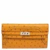 Hermes Saffron Ostrich Classic Kelly Wallet For Women -Deals Hermes Store luxury women hermes used handbags p526948 012