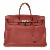 Hermes Rouge Grenat Clemence Leather Palladium Plated Birkin 40 Bag For Women