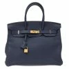 Hermes Blue Nuit Togo Leather Gold Hardware Birkin 35 Bag For Women