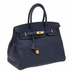 Hermes Blue Nuit Togo Leather Gold Hardware Birkin 35 Bag For Women -Deals Hermes Store luxury women hermes used handbags p527706 011