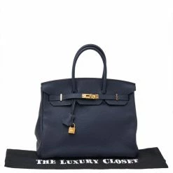 Hermes Blue Nuit Togo Leather Gold Hardware Birkin 35 Bag For Women -Deals Hermes Store luxury women hermes used handbags p527706 013